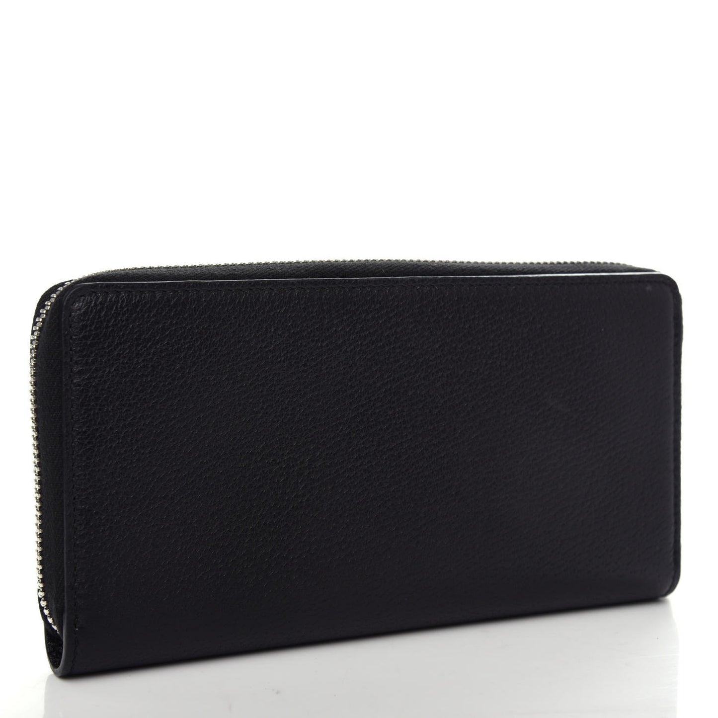Textured Calfskin Jacquard Gucci Stripe Zip Around Wallet Black Ecru