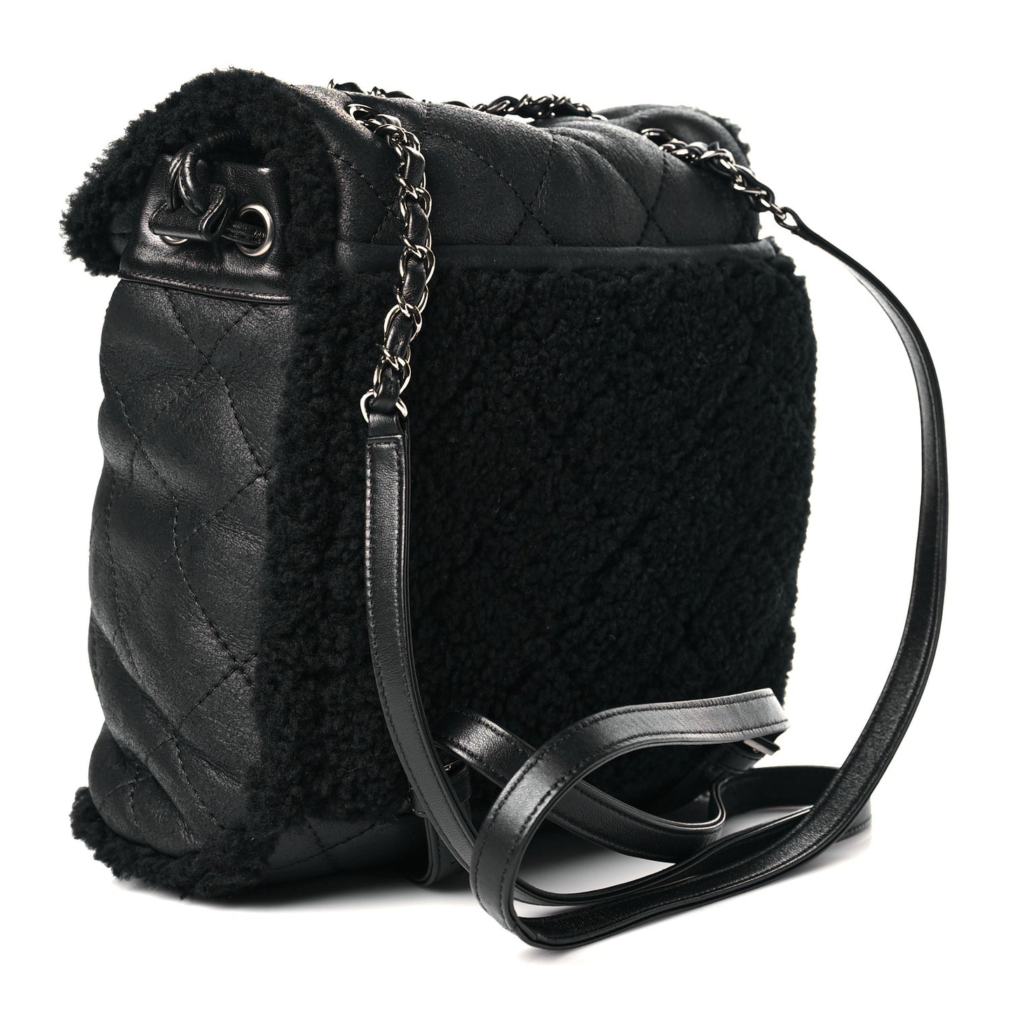 Lambskin Shearling Coco Neige Backpack Black