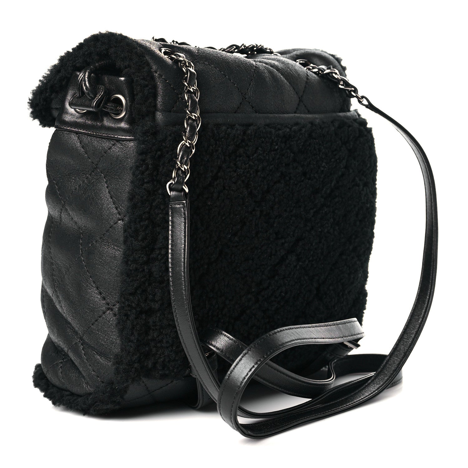 Chanel Lambskin Shearling Coco Neige Backpack Black 2 of 8