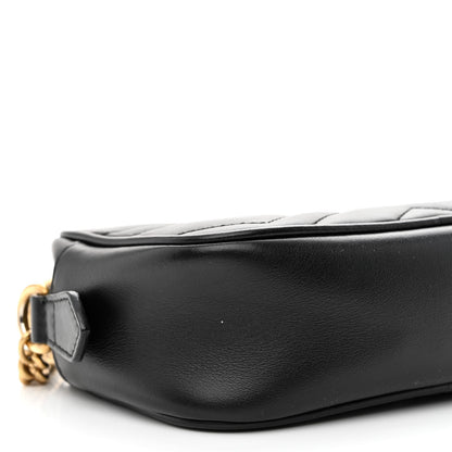 Gucci Calfskin Matelasse Mini GG Marmont Chain Shoulder Bag Black 9 of 11