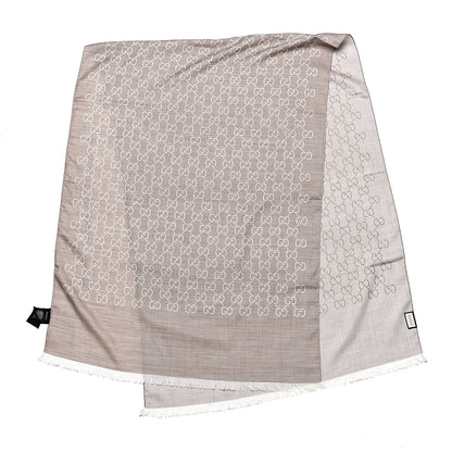 Gucci Wool Silk GG Monogram GGNat Plus Scarf Sand 3 of 5