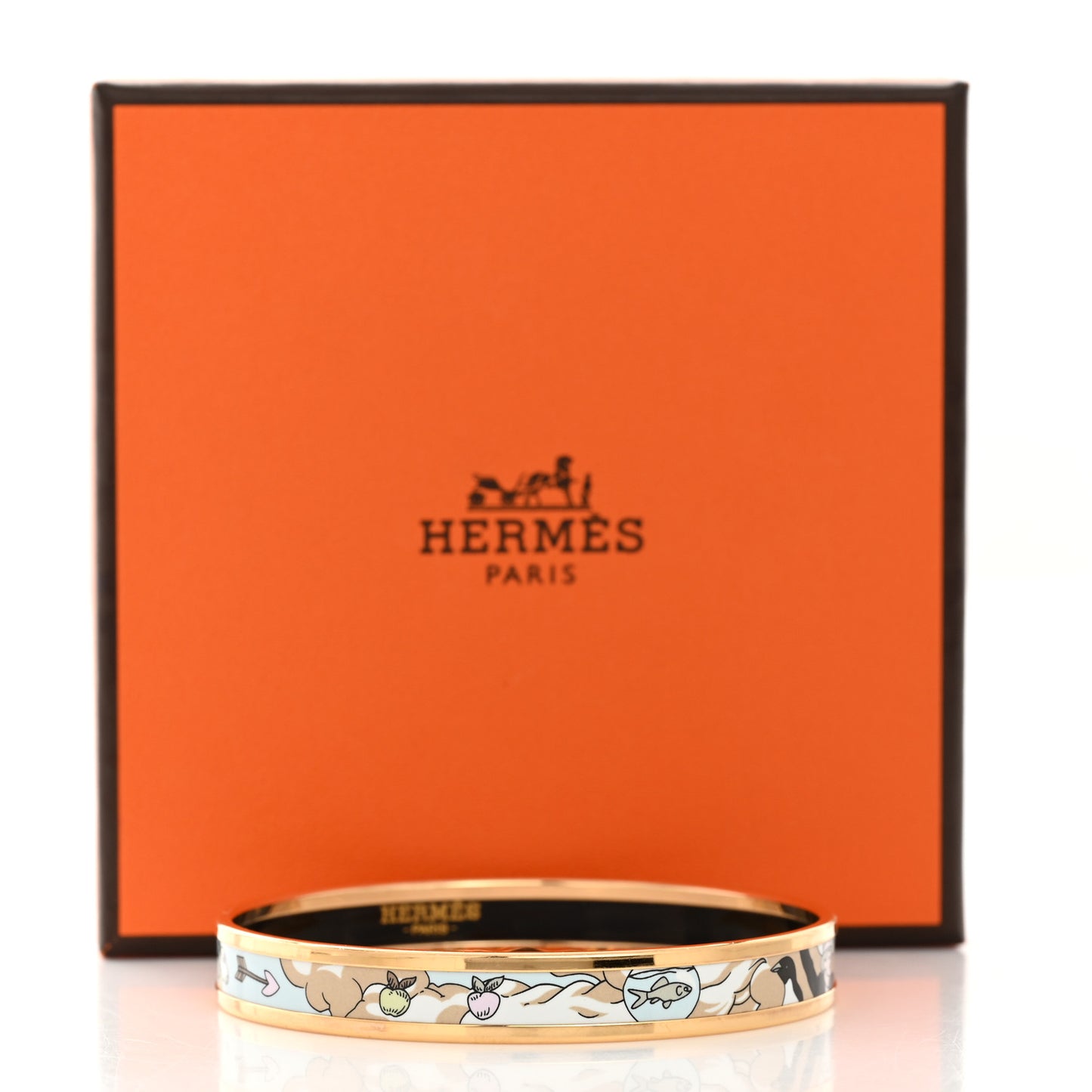 Enamel Printed Narrow Dans les Nuages Bracelet 65 Multicolor