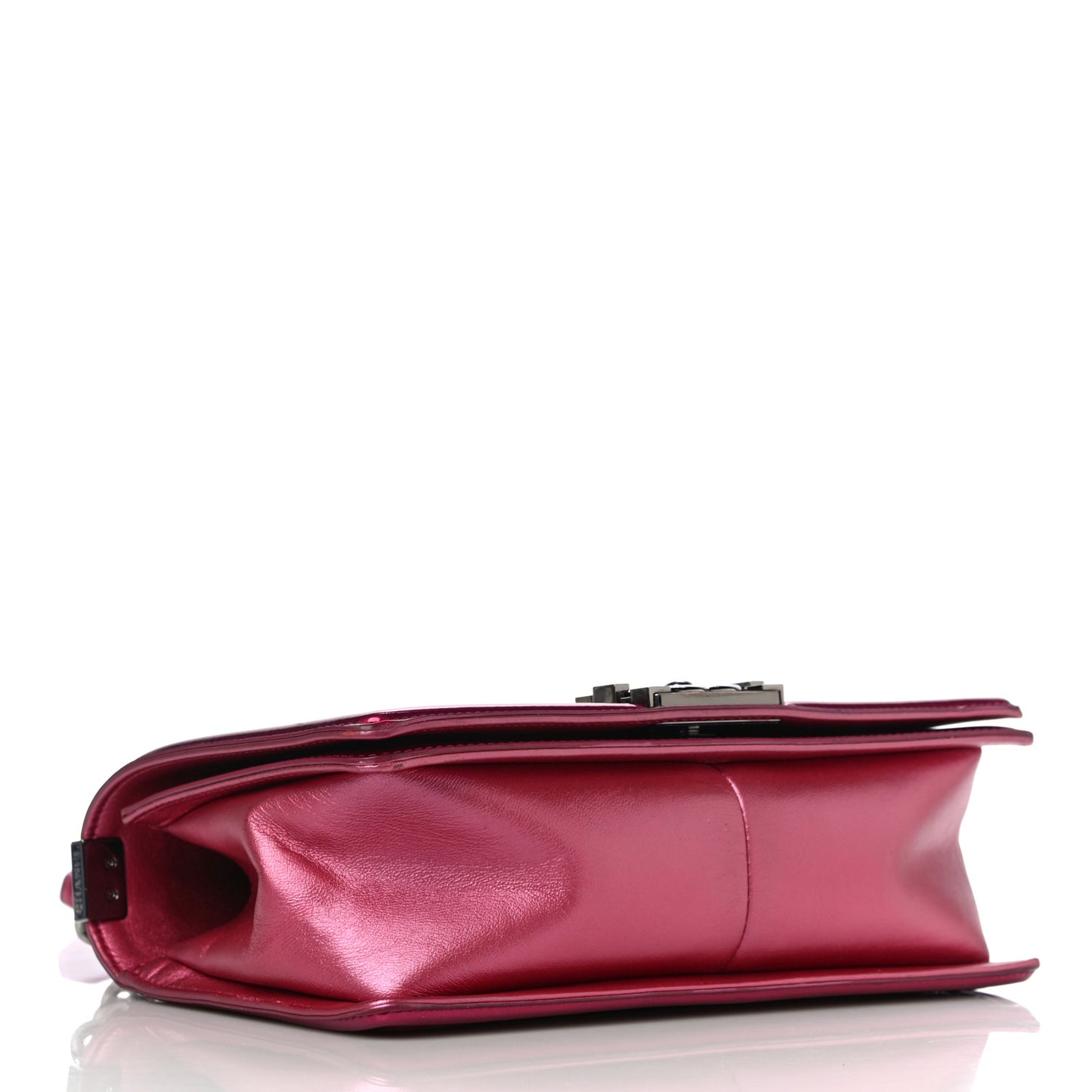 Metallic Patent Calfskin Quilted Medium Boy Flap Pink