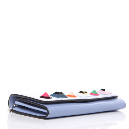 Fendi Vitello Liberty Studded Continental Wallet On Chain Azzurro Sky Multicolor 4 of 9