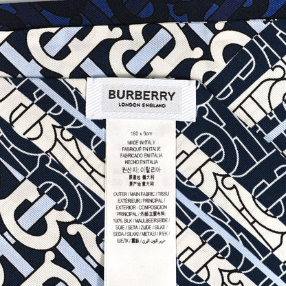 Burberry Silk Monogram Print Skinny Scarf Blue 3 of 3
