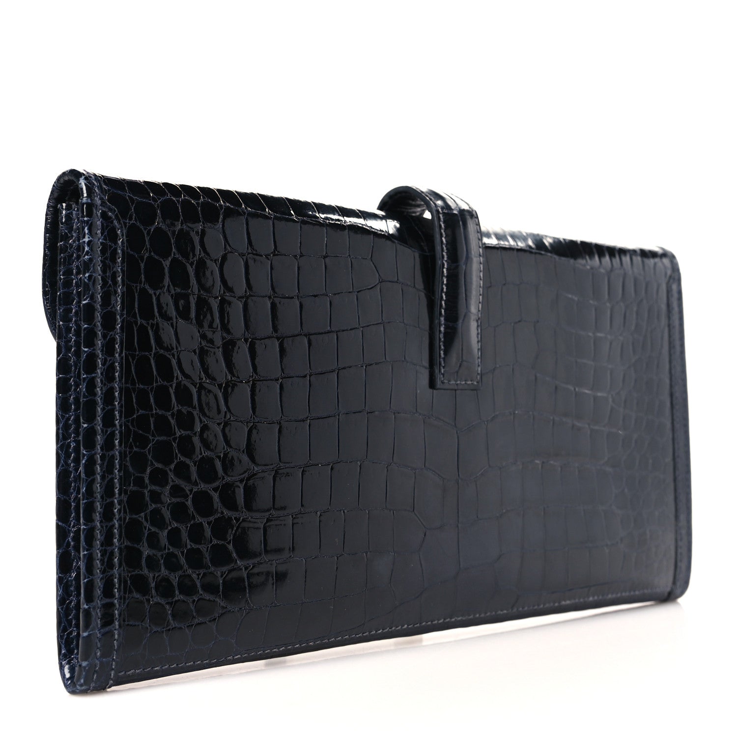 Hermes Shiny Porosus Crocodile Jige Elan 29 Clutch Bleu Marine 3 of 9