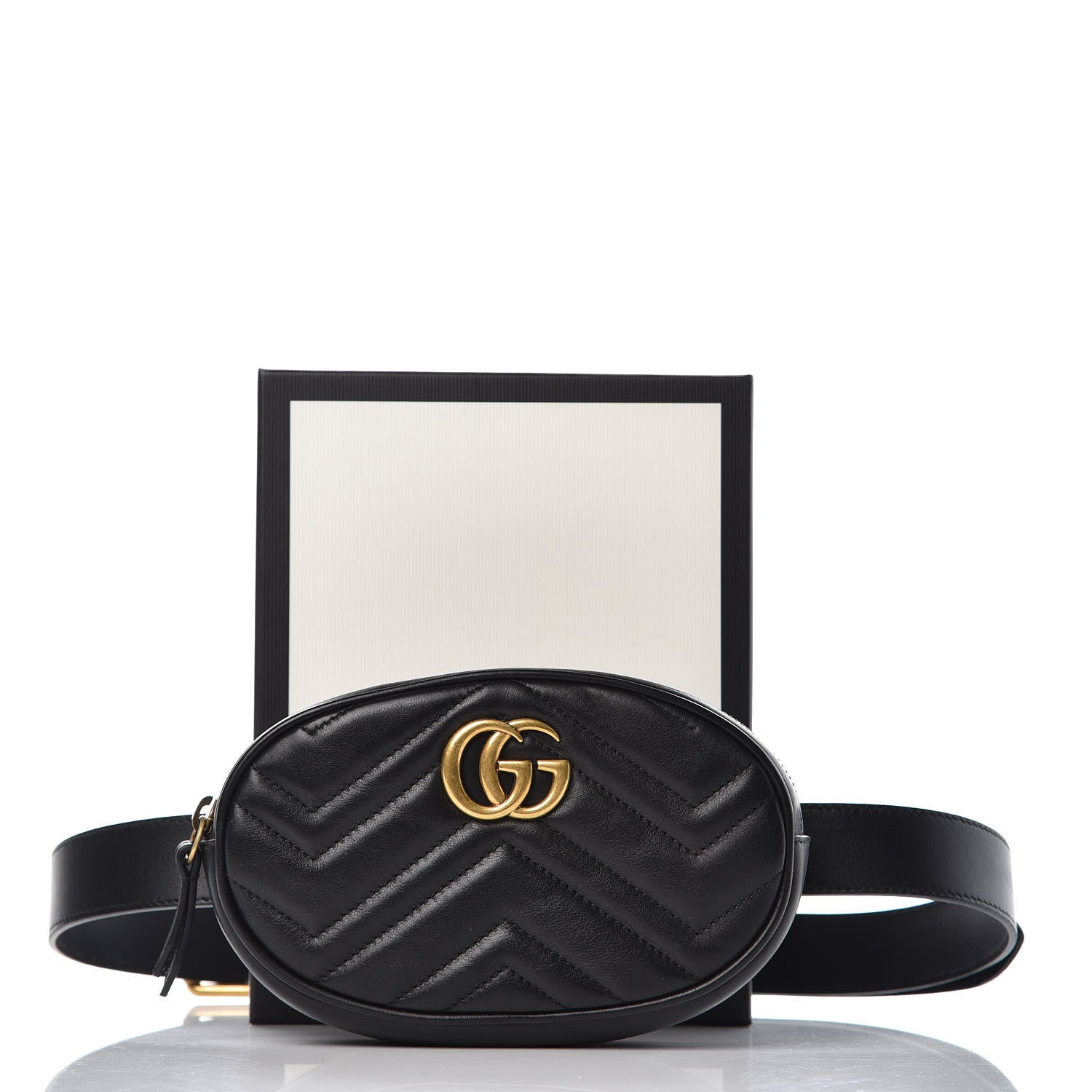 Gucci Calfskin Matelasse GG Marmont Belt Bag 95 38 Black 11 of 11