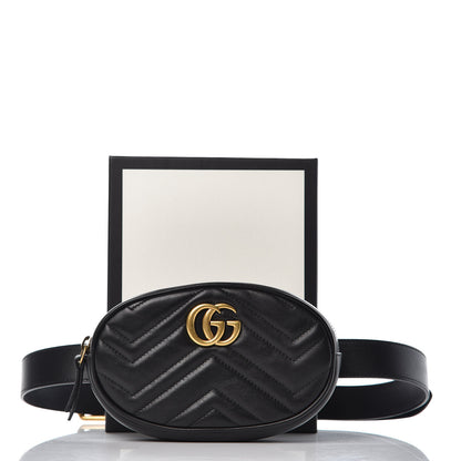 Gucci Calfskin Matelasse GG Marmont Belt Bag 95 38 Black 11 of 11