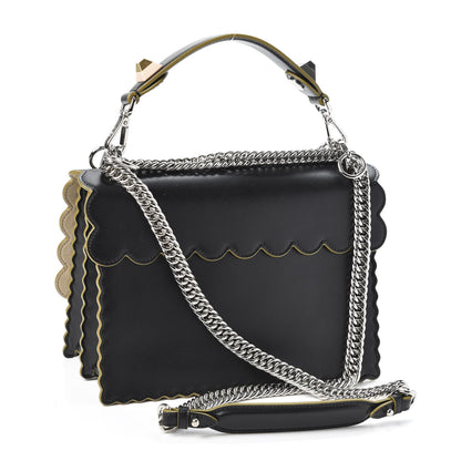Fendi Vitello Liberty Scalloped Studded Kan I Shoulder Bag Black 2 of 9