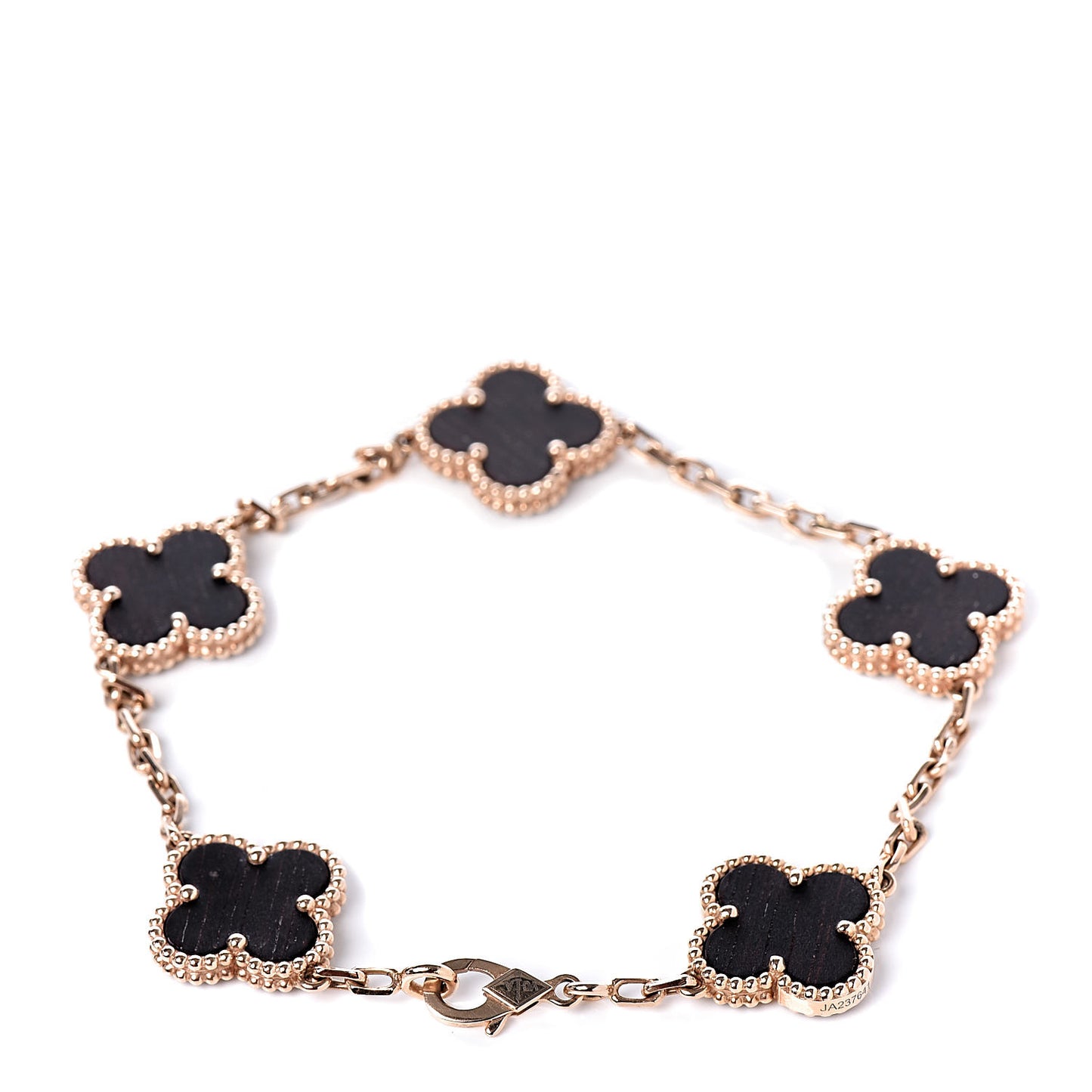 18K Rose Gold Letterwood 5 Motifs Vintage Alhambra Bracelet