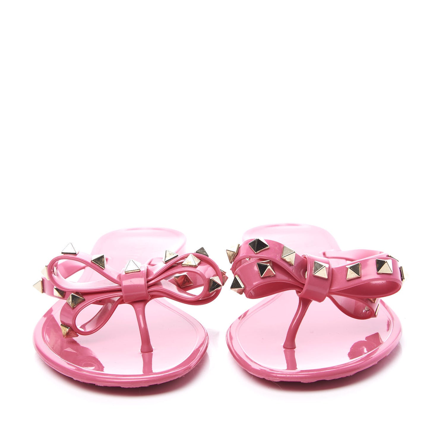 PVC Jelly Rockstud Bow Thong Sandals 36 Pink