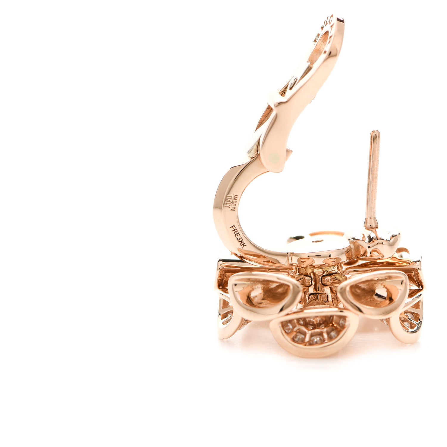 Bulgari 18K Rose Gold Diamond Divas' Dream Flower Earrings 4 of 5