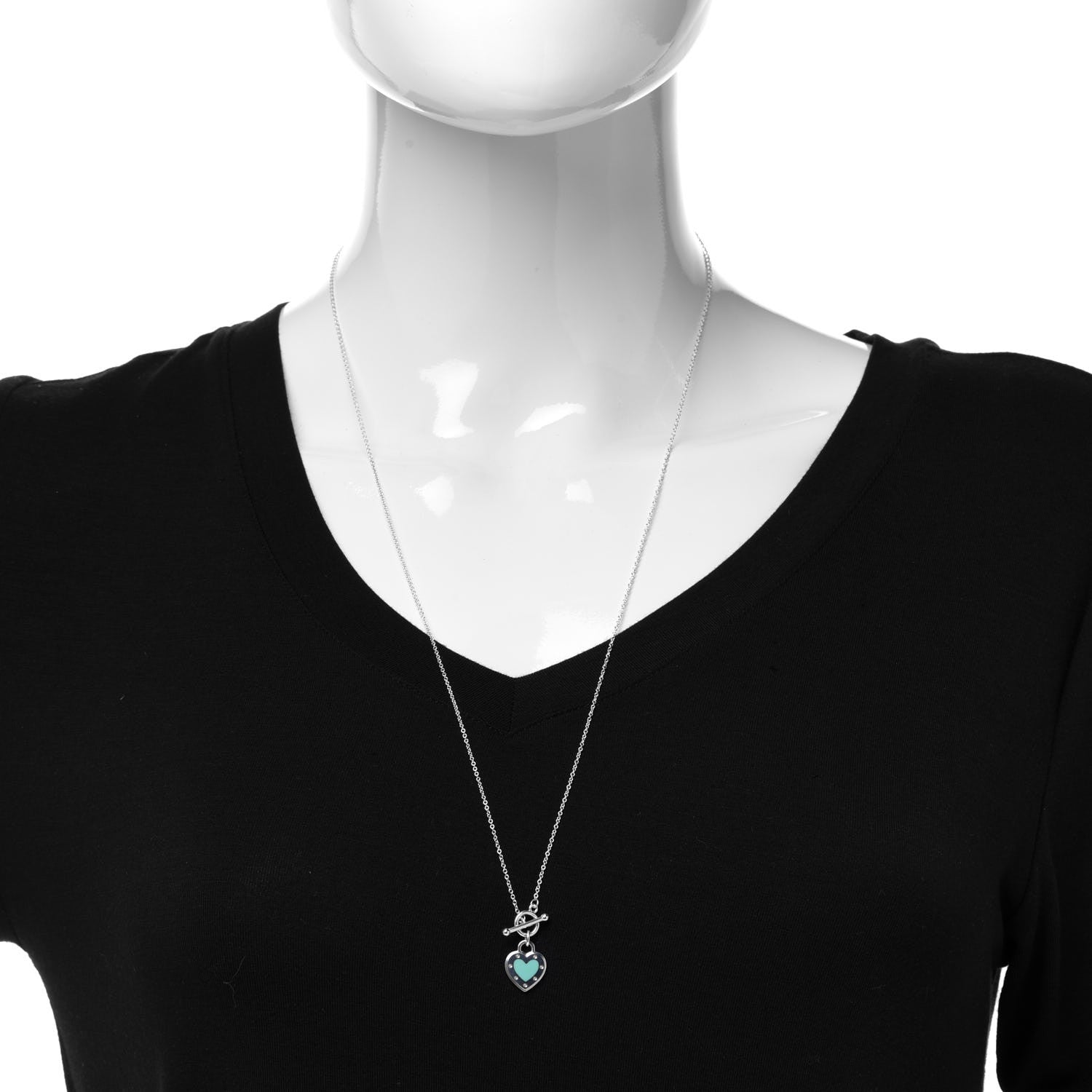 Tiffany Sterling Silver Enamel Return to Tiffany Love Heart Necklace Blue 2 of 5