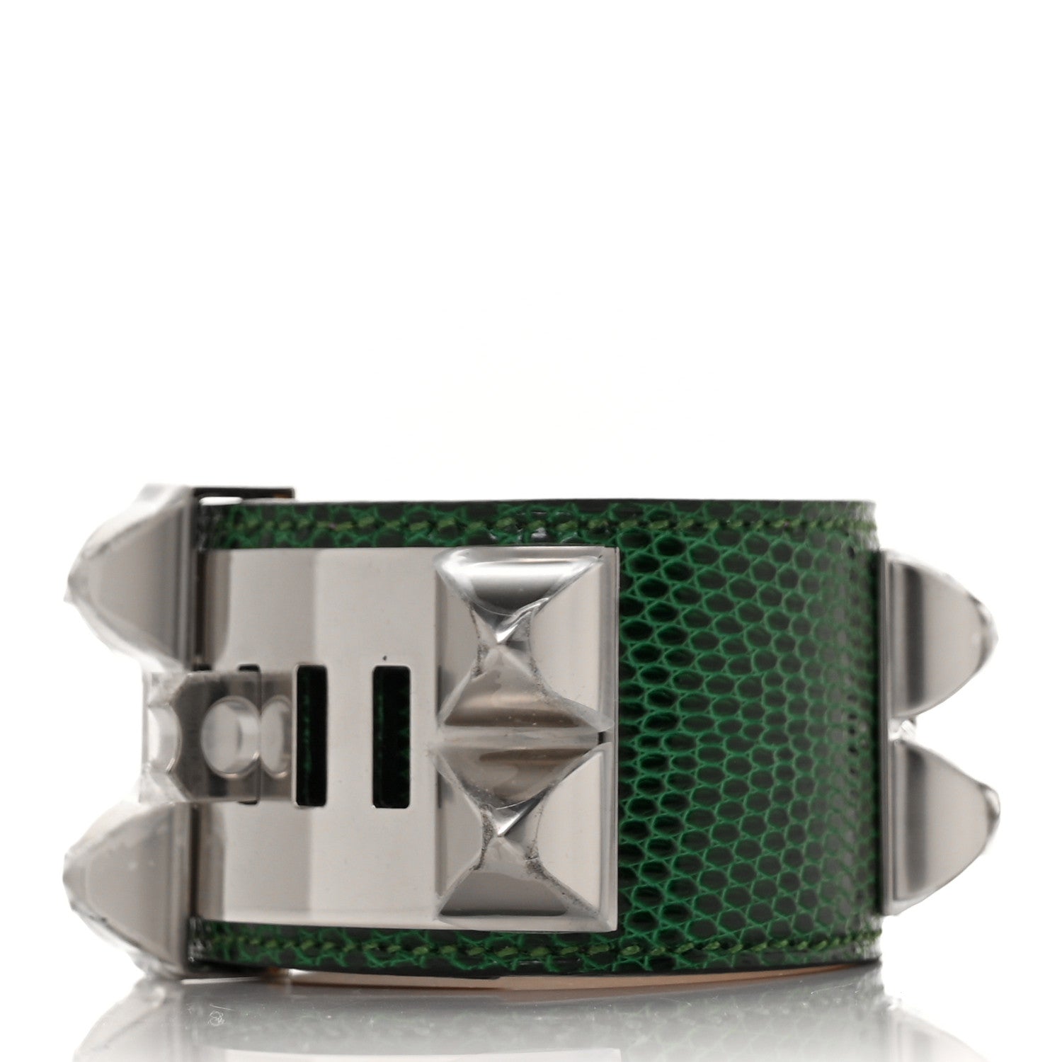 Hermes Lizard Collier De Chien CDC Bracelet T3 Vert Moyen 3 of 5