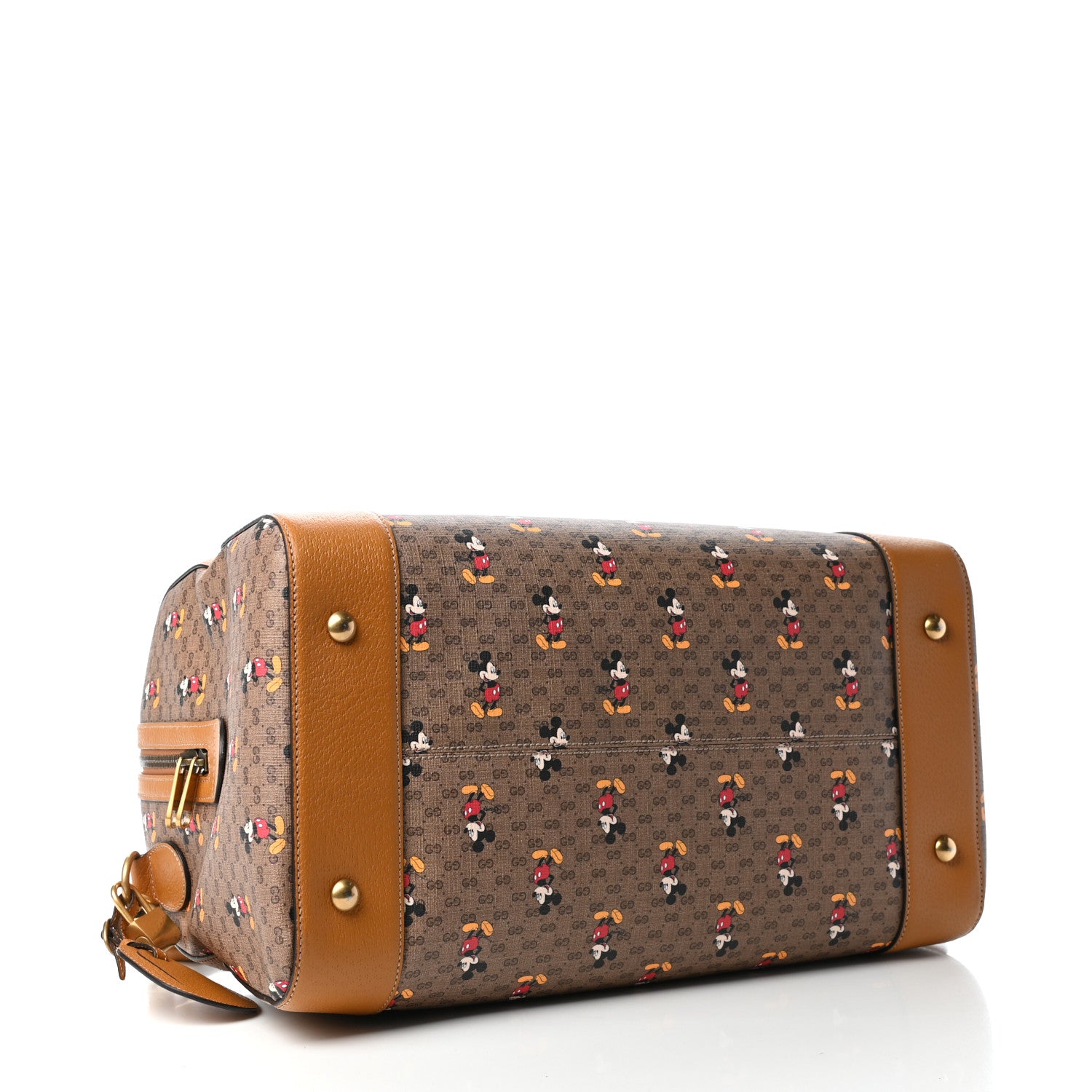 Gucci X DISNEY Mini Vintage GG Supreme Monogram Mickey Mouse Medium Carry-On Duffle Bag Beige Vintage Sun Oil 4 of 10