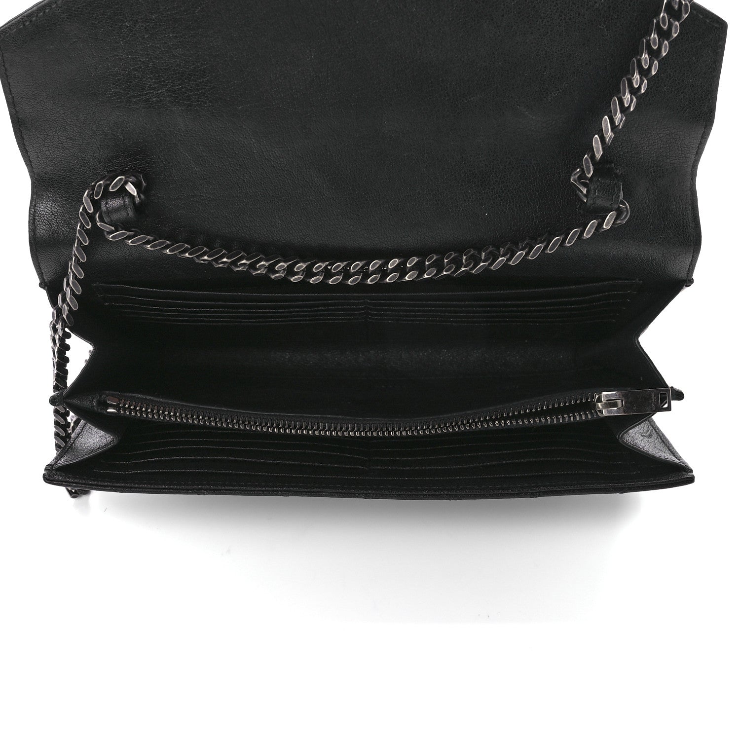 Saint Laurent Sheepskin Tri-Quilt Monogram Envelope Chain Wallet Black 5 of 8