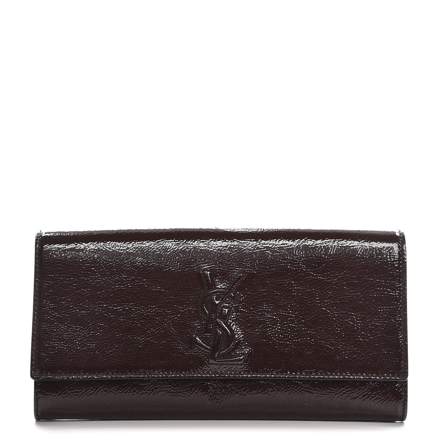Textured Patent Large Belle de Jour Clutch Brown