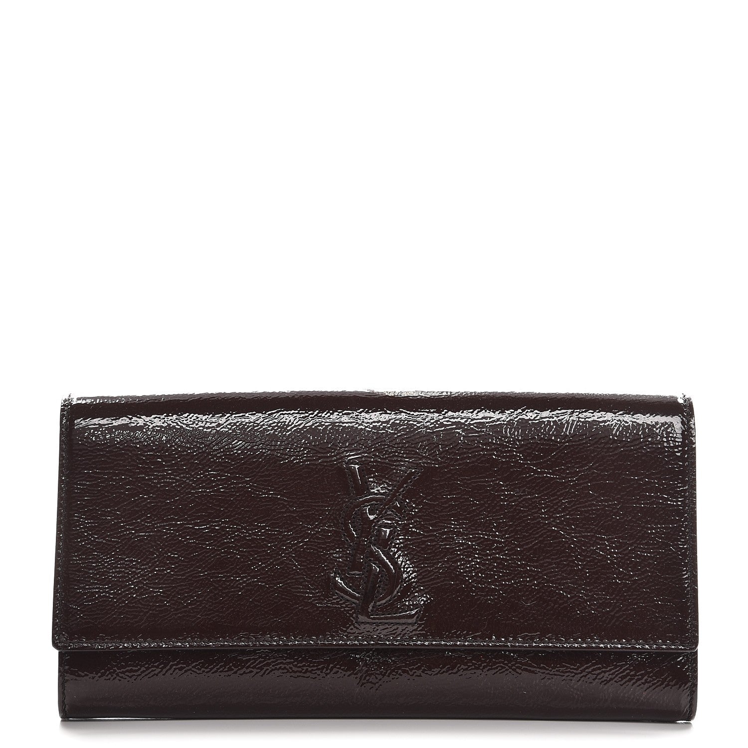 Saint Laurent Textured Patent Large Belle de Jour Clutch Brown 1 of 6