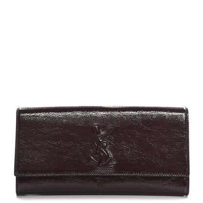 Saint Laurent Textured Patent Large Belle de Jour Clutch Brown 1 of 6