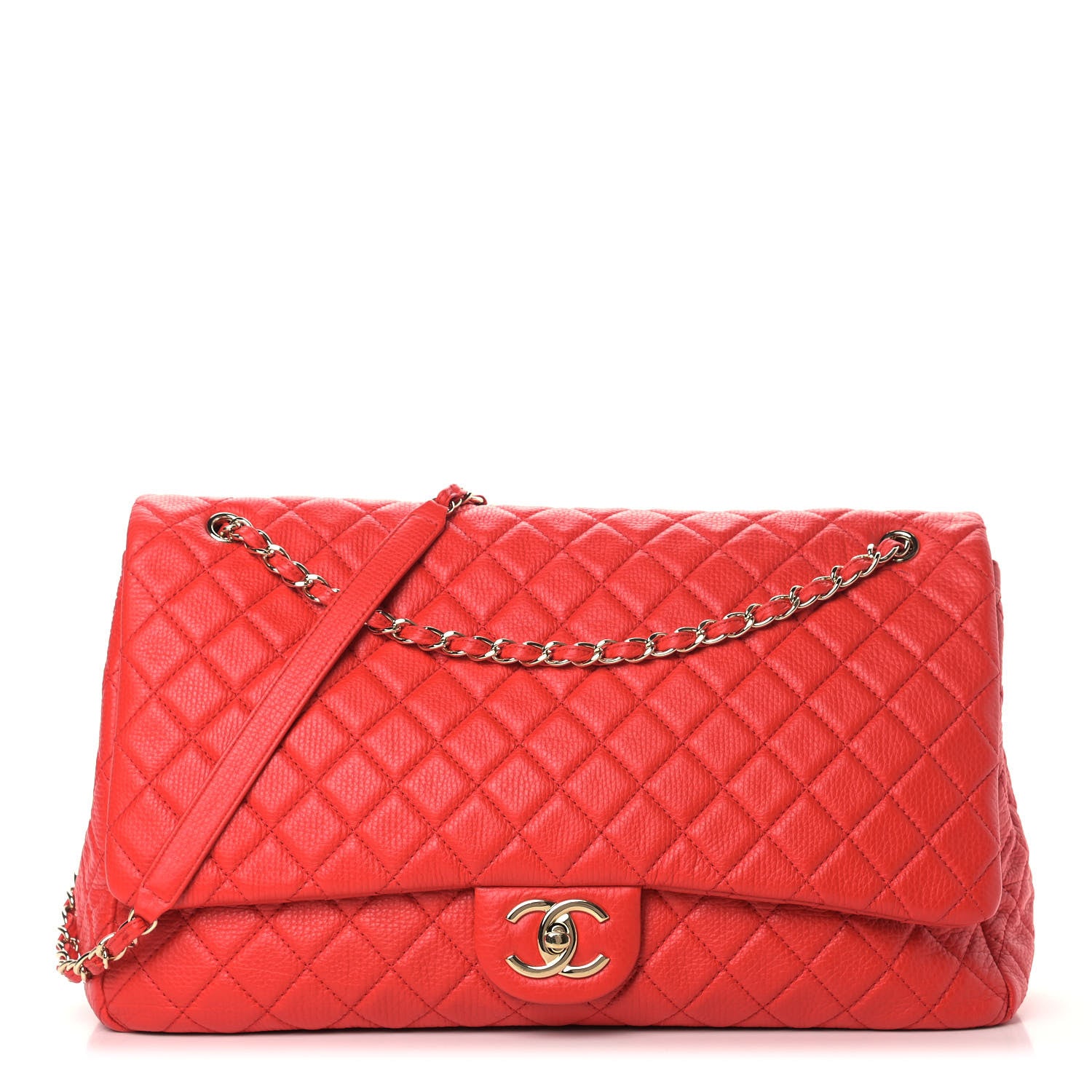 Chanel Calfskin Quilted XXL Travel Flap Bag Red 1 of 9