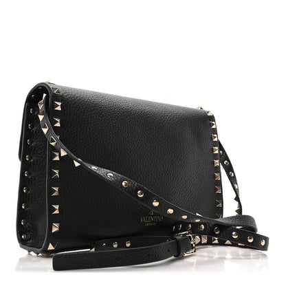 Valentino Garavani Pebbled Calfskin Medium Rockstud Flip Lock Crossbody Bag Black 3 of 9