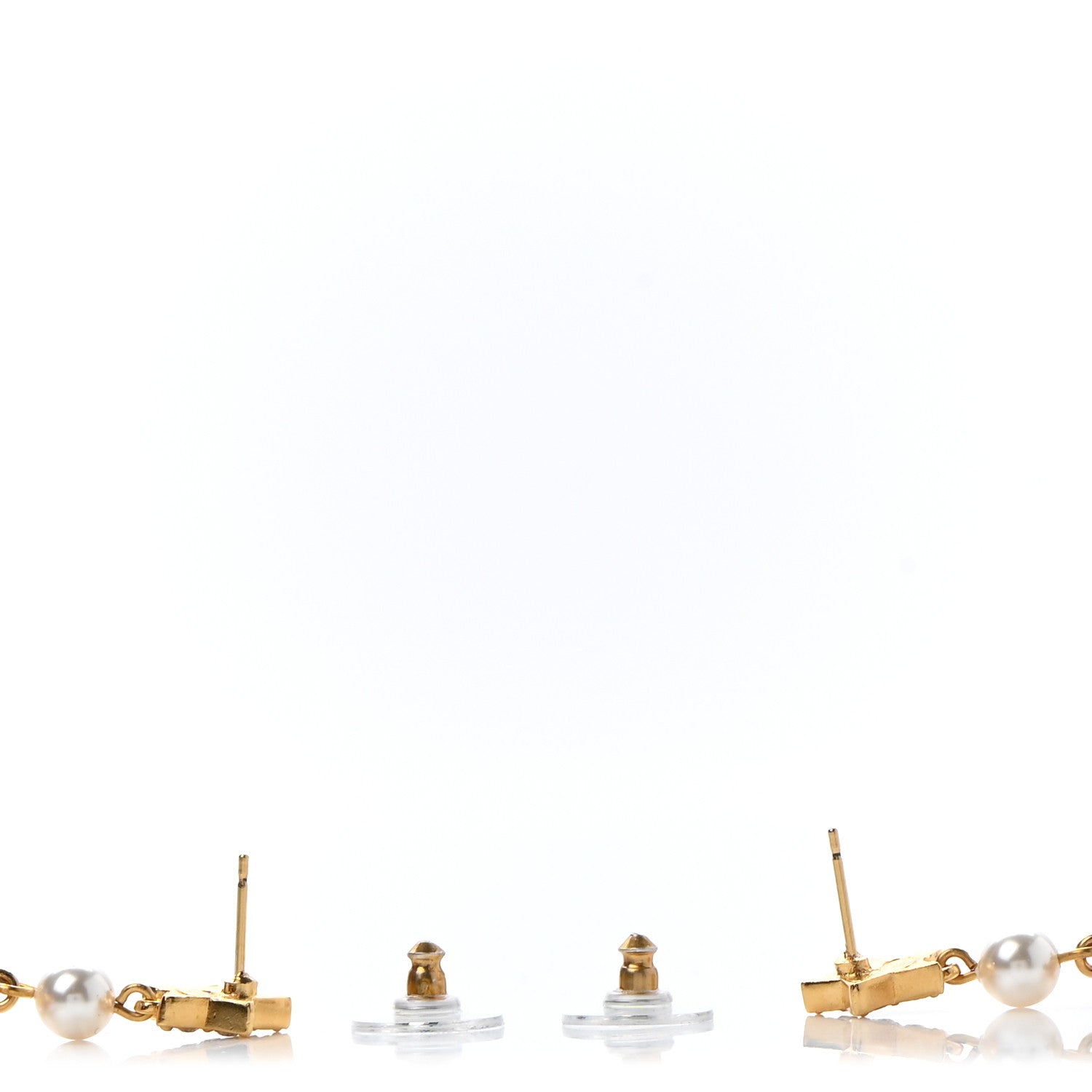 Chanel Crystal Pearl CC Star Drop Earrings Gold 3 of 5