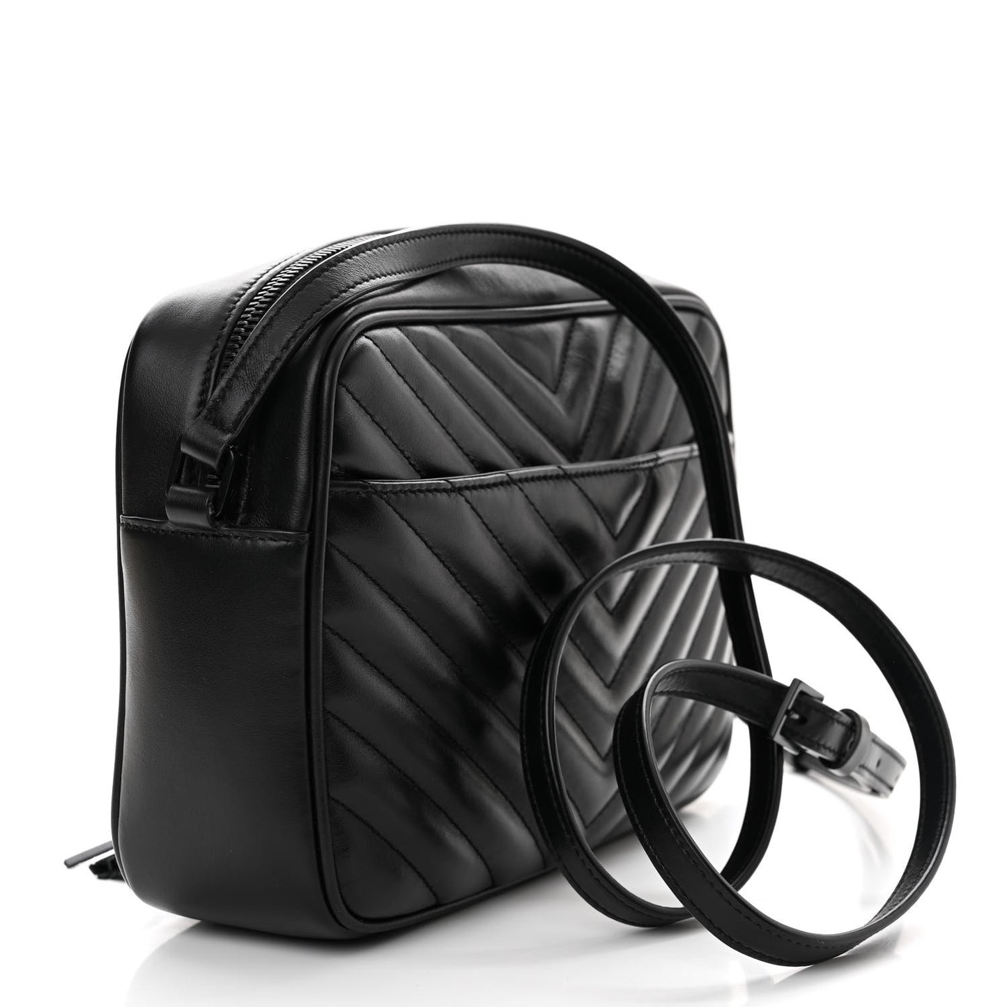 Calfskin Matelasse Monogram Monochrome Lou Camera Bag Black