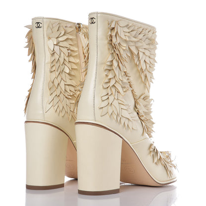 Chanel Lambskin CC Short Boots 39 Ivory 4 of 9