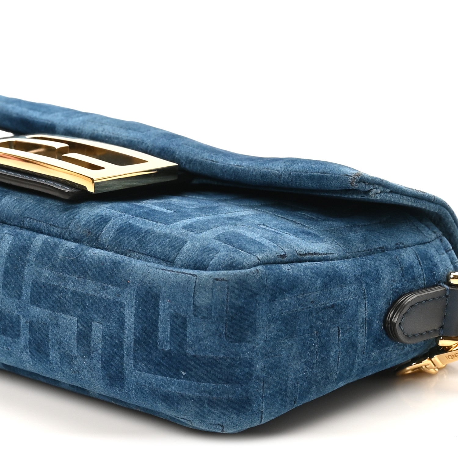 FENDI 毛布 ブランケット ブルー系　シミあり Fendi Flocked Denim FF Mini Baguette Blue Abyss 1809904 – FASHIONPHILE
