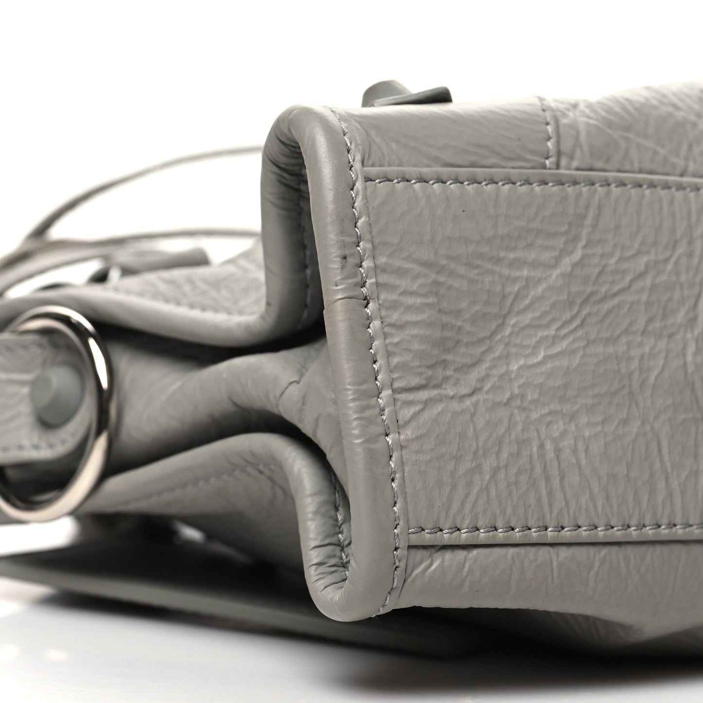 Matte Goatskin Rubber Covered Classic Hardware Mini City Gris Glace