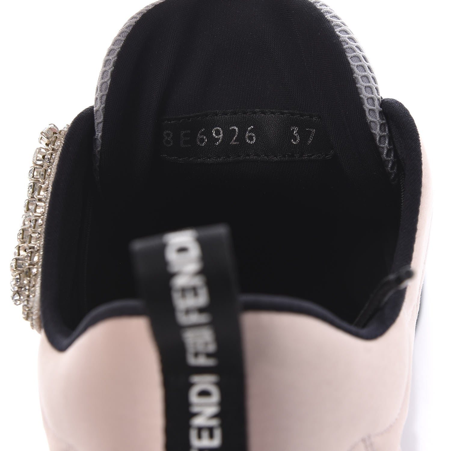 Fendi Stretch Satin Crystal Embellished FFreedom Sneakers 37 Rosa 8 of 9