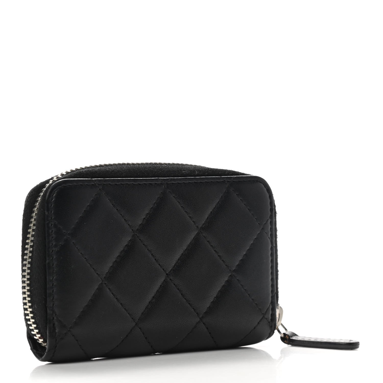 Chanel Lambskin Quilted Zip Around Coin Purse Black 3 of 9