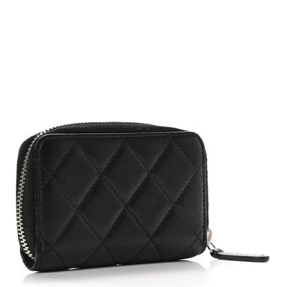 Chanel Lambskin Quilted Zip Around Coin Purse Black 3 of 9