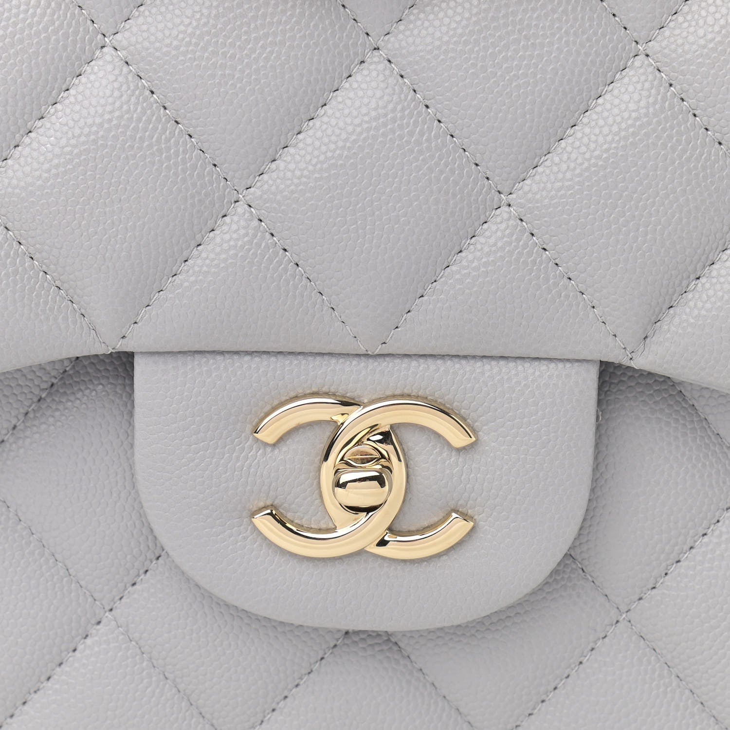 Chanel Caviar Quilted Jumbo Double Flap Light Grey 8 of 12