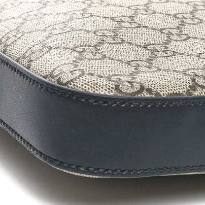 Gucci GG Supreme Monogram Web Medium Flat Messenger Beige Black New Acero 9 of 9