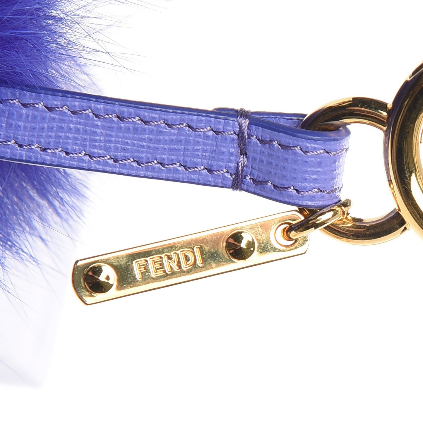 Fox Fur Vitello Elite Pom Pom Bag Charm Viola Cassis