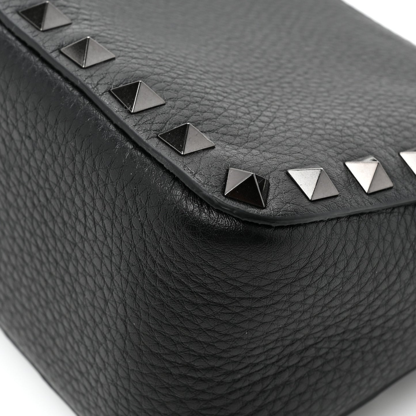 VALENTINO GARAVANI Pebbled Calfskin Small Rockstud Flip Lock Shoulder Bag Black