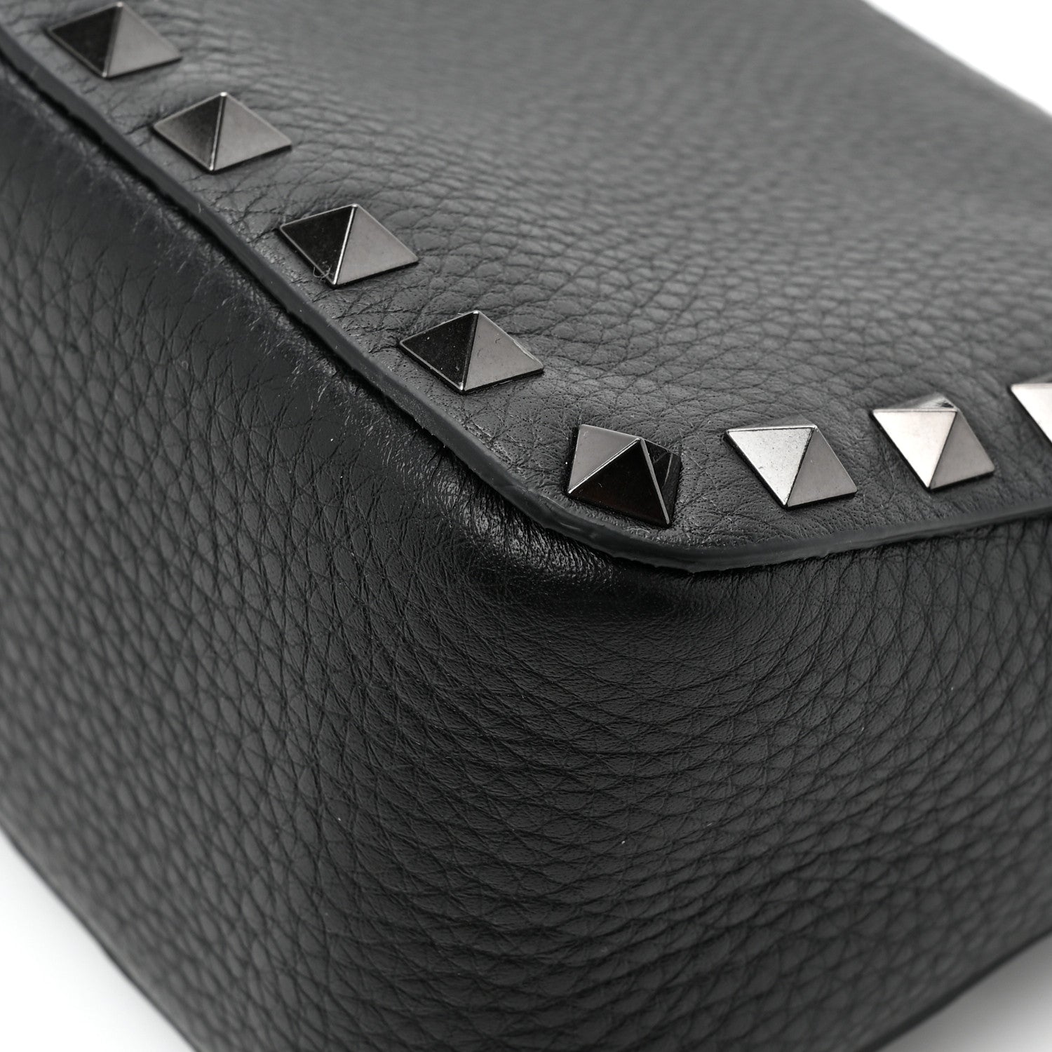 Valentino Garavani VALENTINO GARAVANI Pebbled Calfskin Small Rockstud Flip Lock Shoulder Bag Black 9 of 9