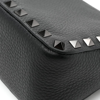 Valentino Garavani VALENTINO GARAVANI Pebbled Calfskin Small Rockstud Flip Lock Shoulder Bag Black 9 of 9