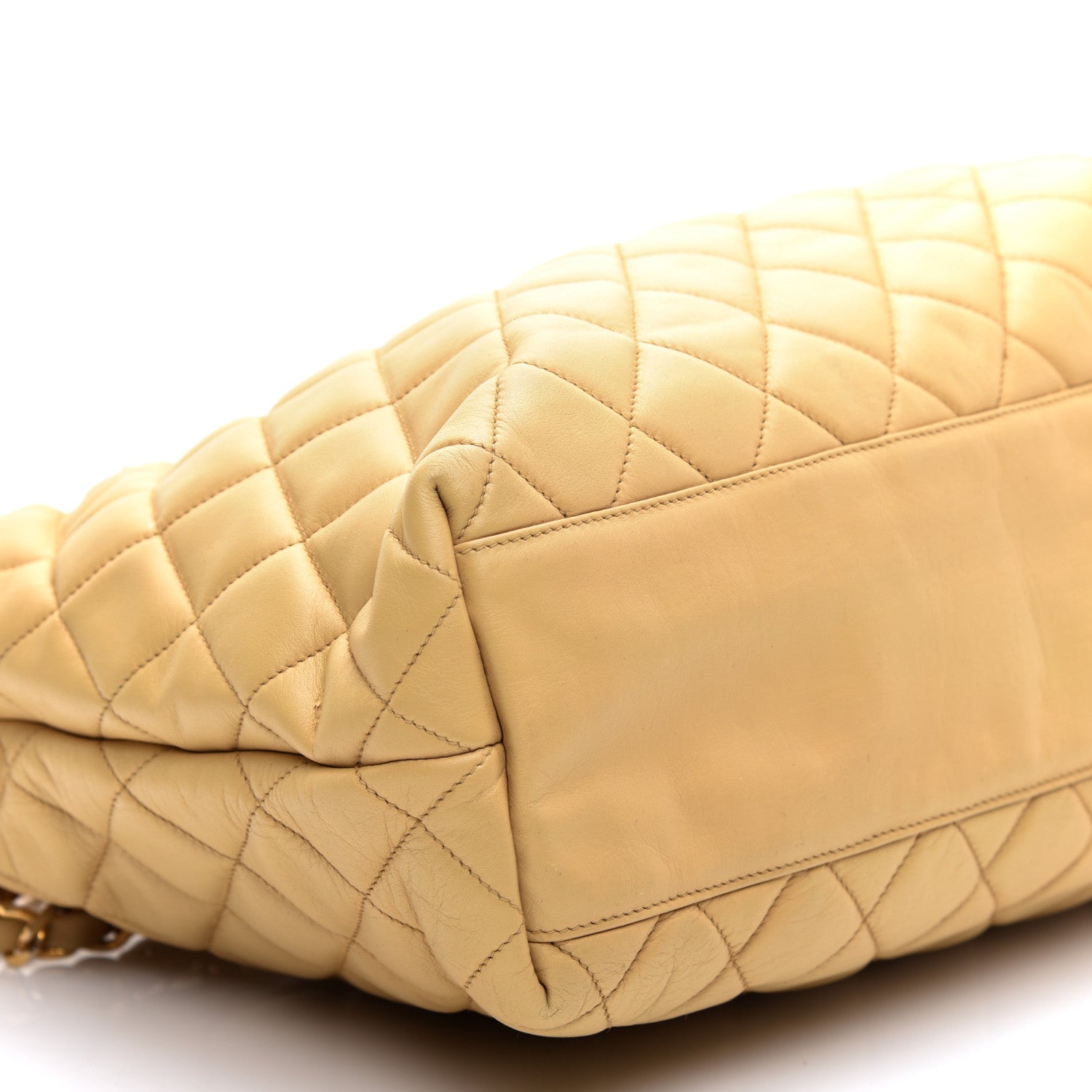 Chanel Lambskin Quilted Shopping Tote Beige 6 of 10