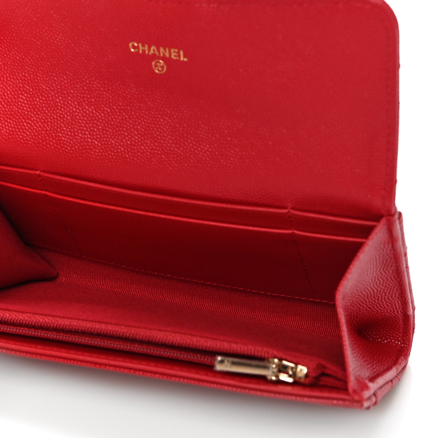 Caviar Quilted Medium Flap Wallet Red