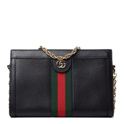 Gucci Calfskin GG Web Small Ophidia Chain Shoulder Bag Black 1 of 21