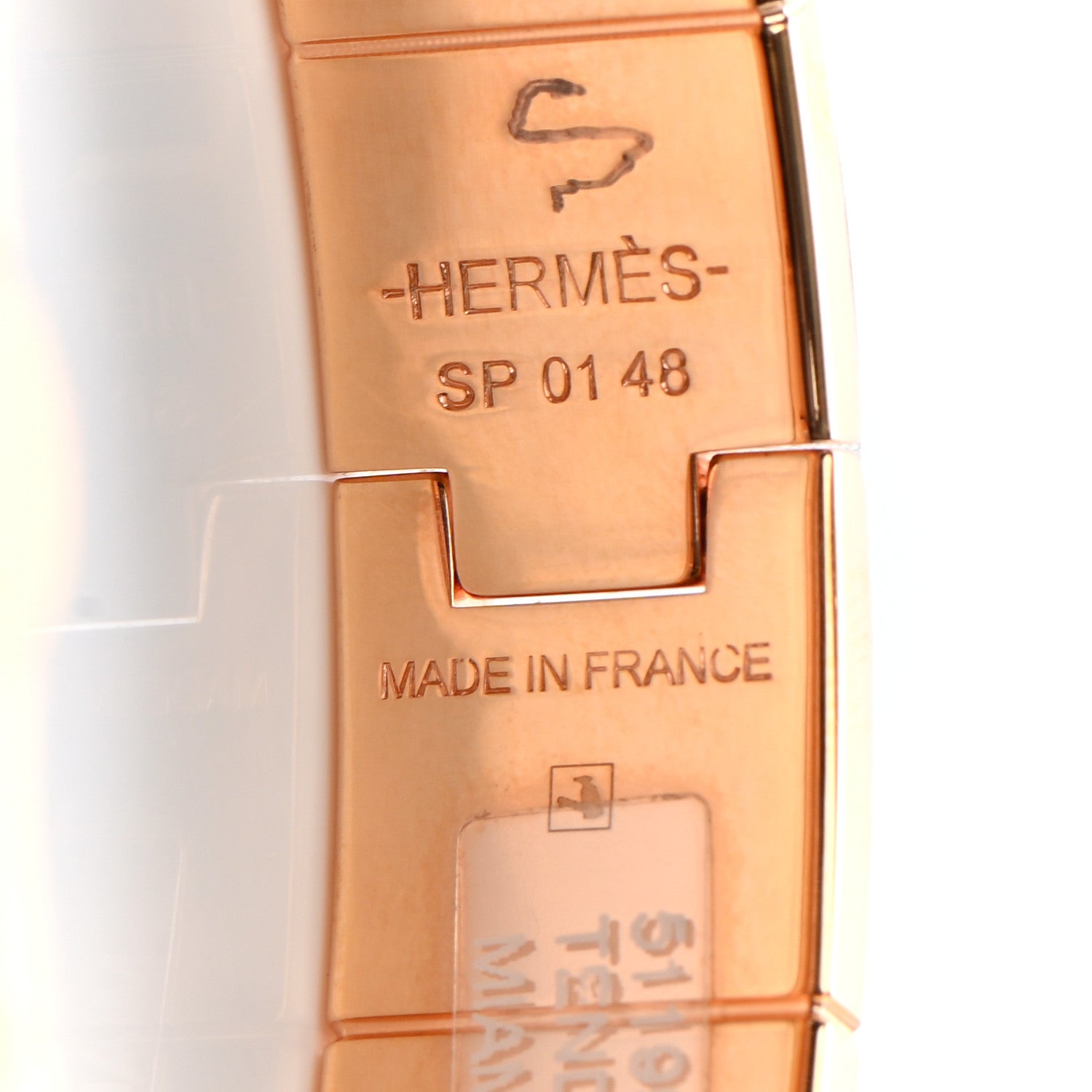 Hermes Enamel Printed Narrow Tendresse Feline Tattoo Charniere Bracelet S Miami 4 of 7