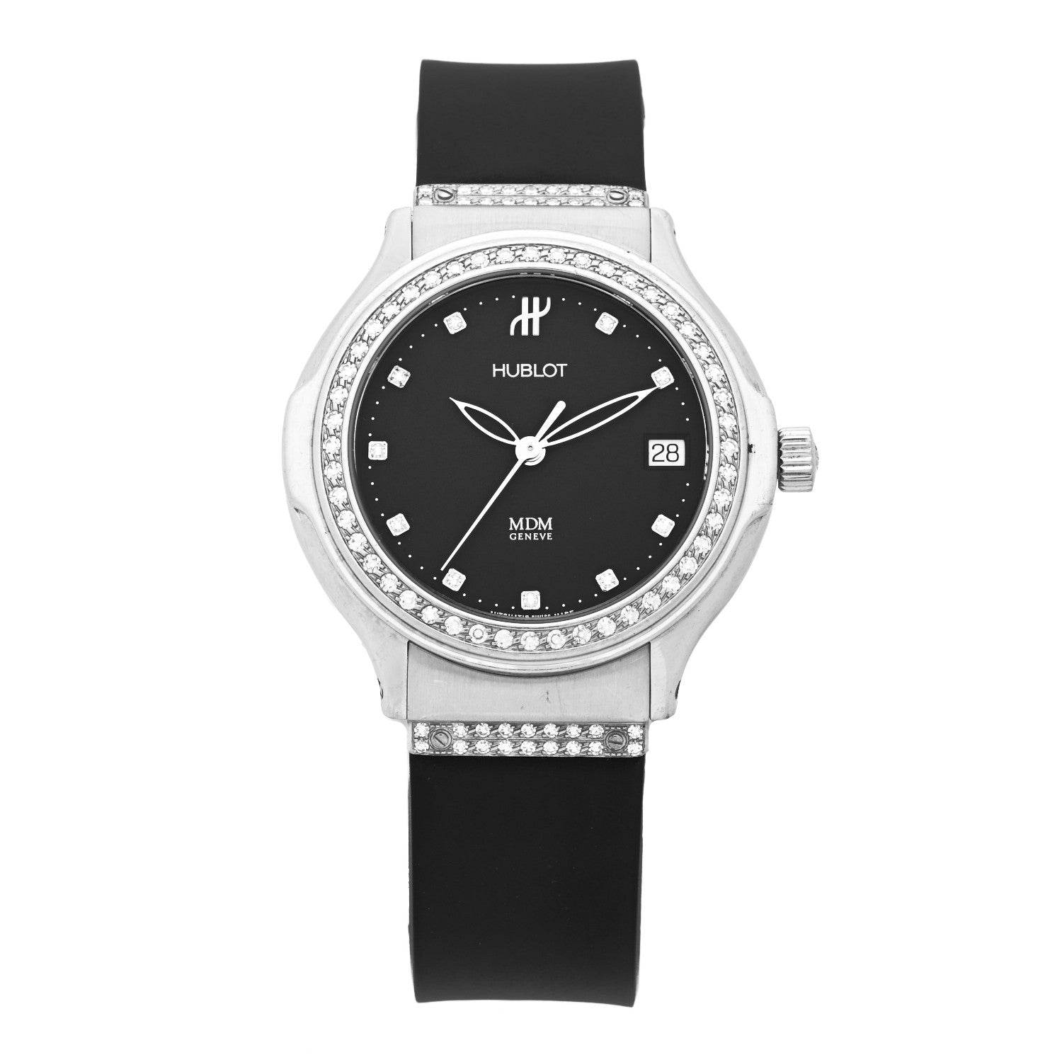 Hublot Stainless Steel Rubber Diamond Bezel 37mm Classic MDM Automatic Watch Black 1710.1.054 1 of 4