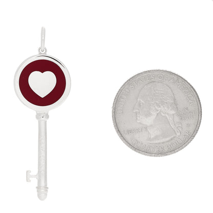 Tiffany Sterling Silver Enamel Heart Key Pendant Red 2 of 5