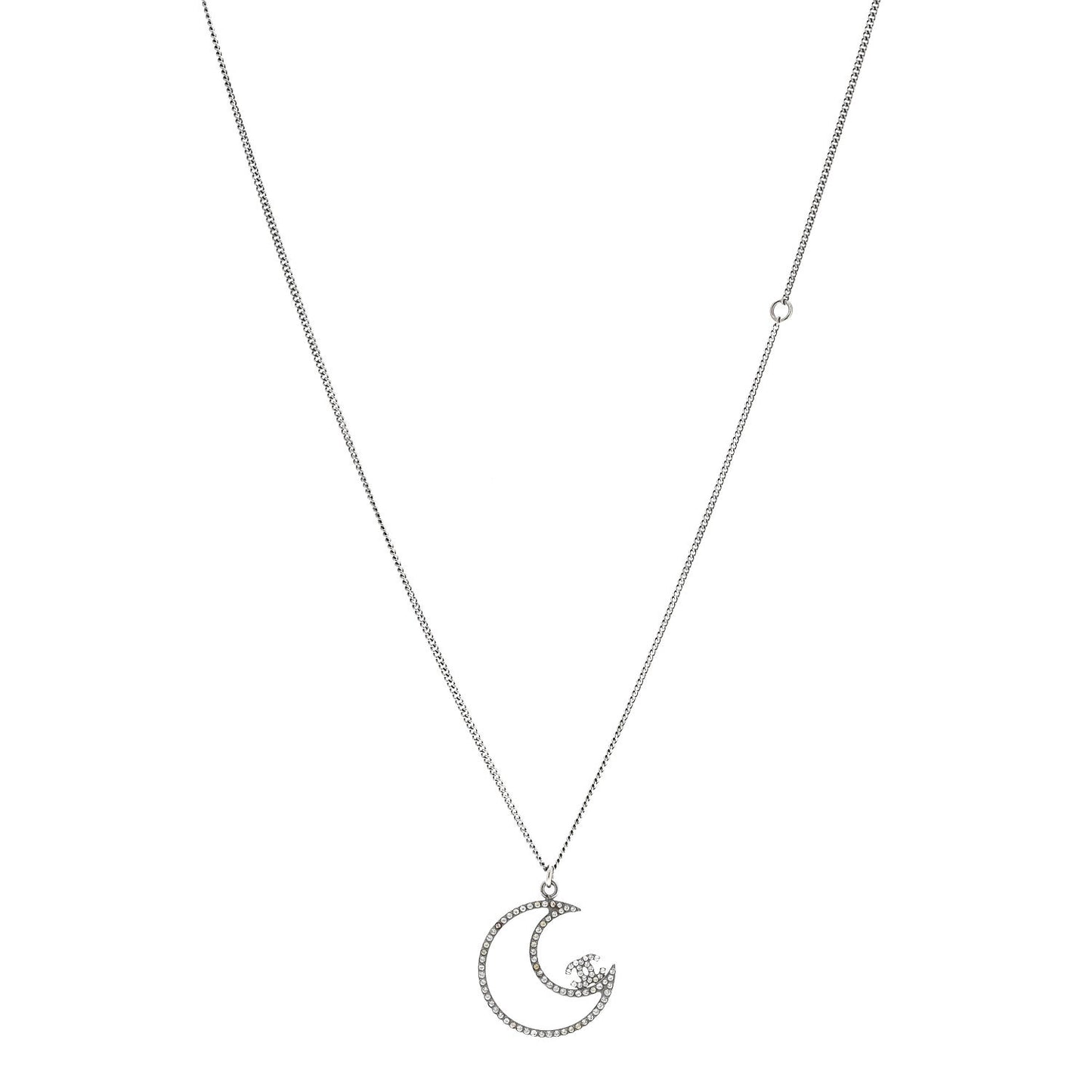 Ruthenium Crystal CC Moon Pendant Necklace