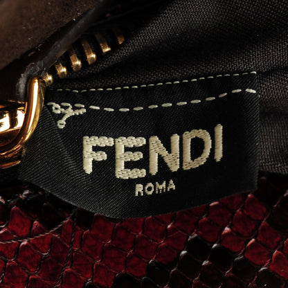 Fendi Smooth Calfskin Python Medium Peekaboo Iconic Satchel Dark Brown Ruby 9 of 10