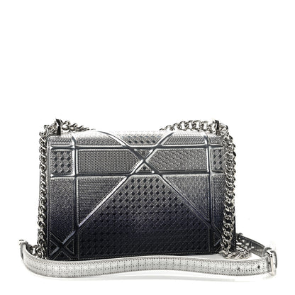 Christian Dior Metallic Patent Micro-Cannage Gradient Medium Diorama Flap Bag Silver Blue 3 of 8