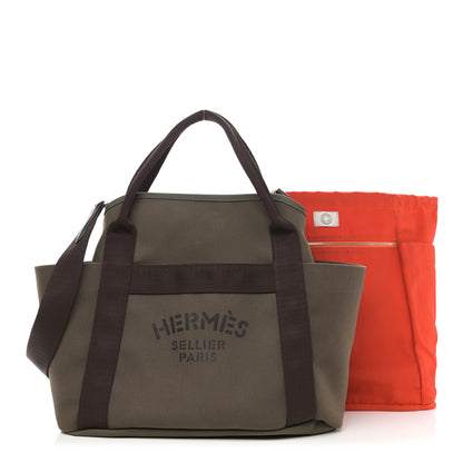 Hermes Toile Sac De Pansage Groom Kaki Feu 1 of 12