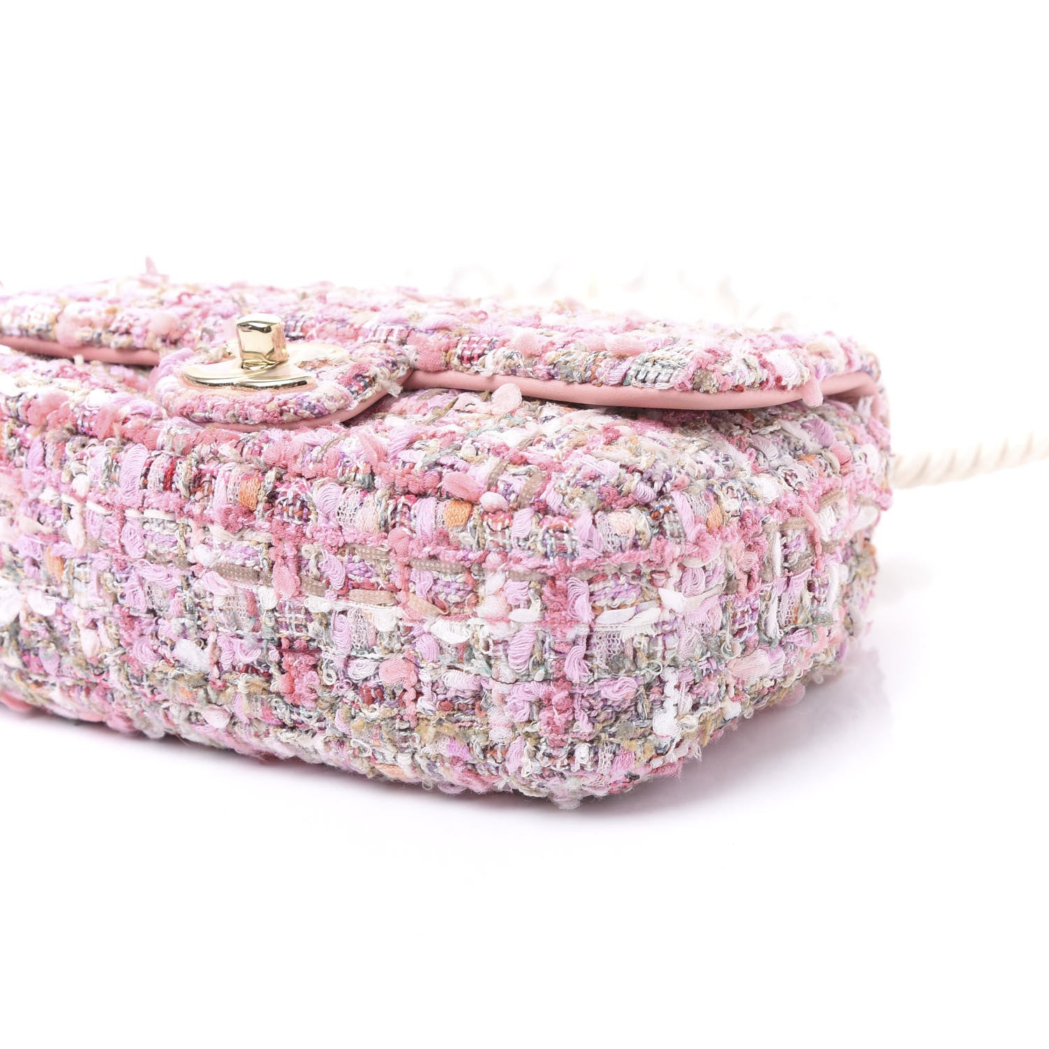 Chanel Tweed Mini Pearl Handle Flap Pink Beige Orange Ecru 8 of 9